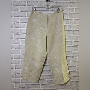 Larry Levine Cream Floral womens Chinos  ankle length pants loose fit size 10